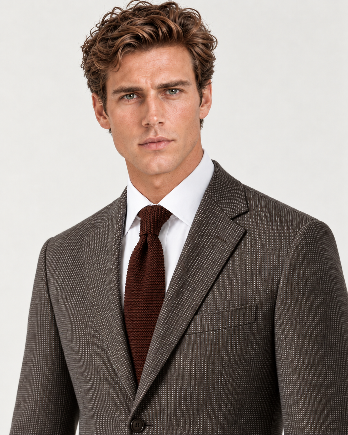 Braun gemustert Slim Fit Single Breasted Sakko