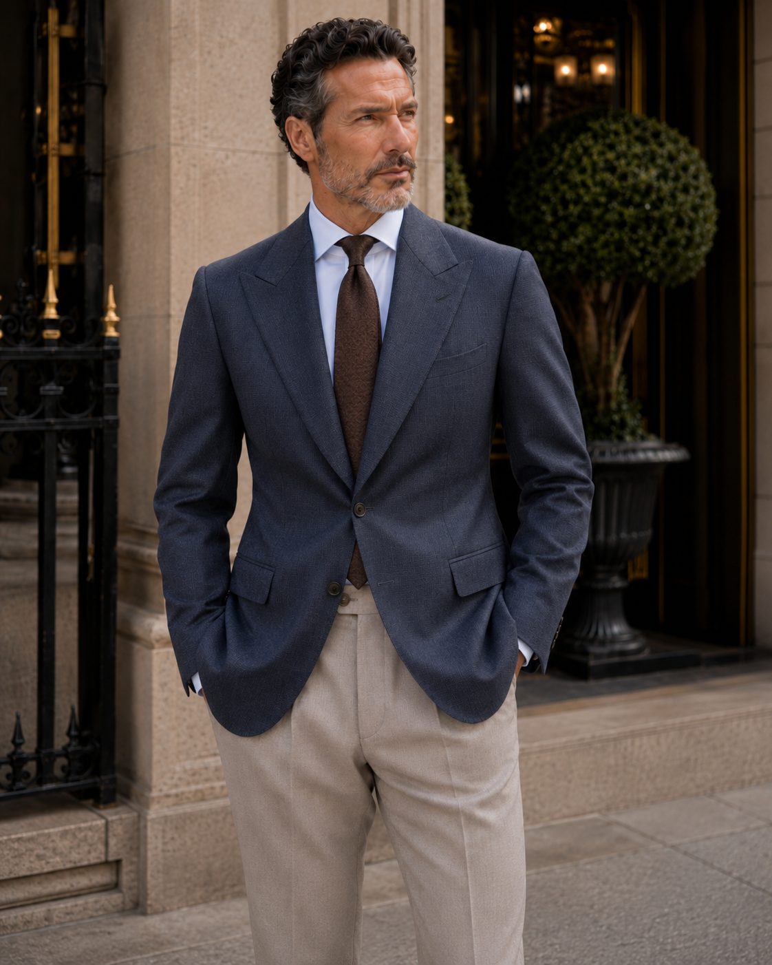 Navy Single-Breasted Super 130s Wool Blazer