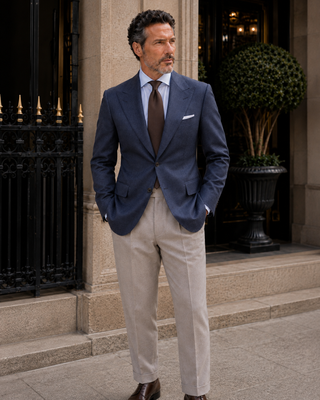 Navy Single-Breasted Super 130s Wool Blazer