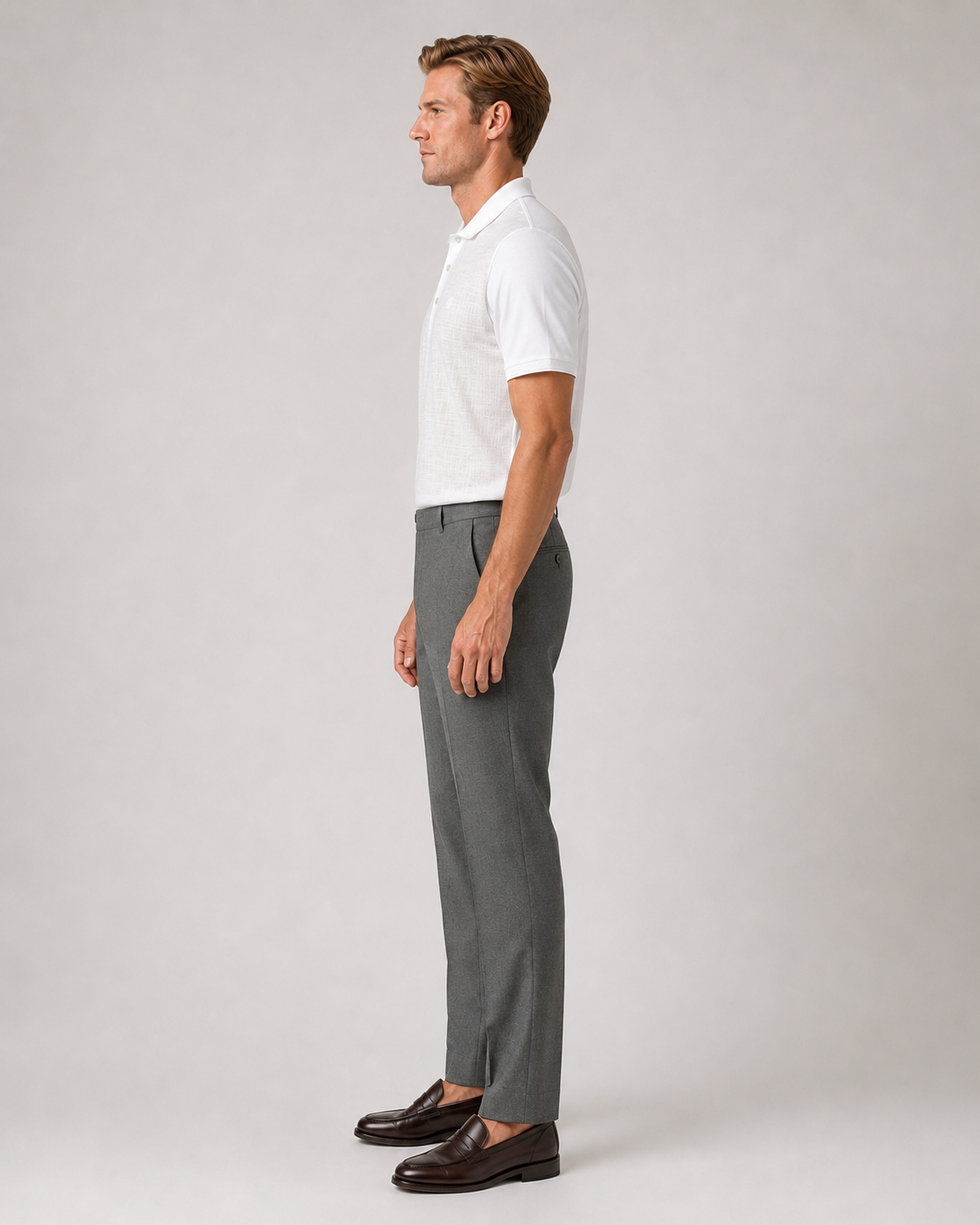 Weißes gemustertes Baumwolle-Poloshirt