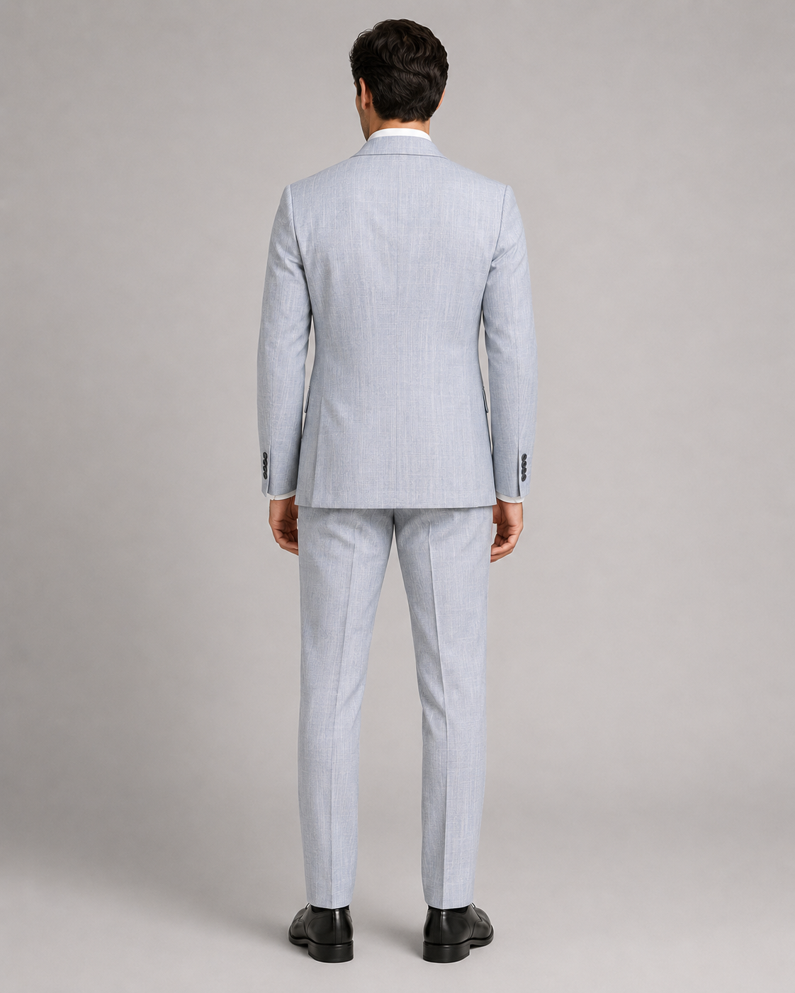 Hellblau gemustert Modern Fit Einreihiger Anzug