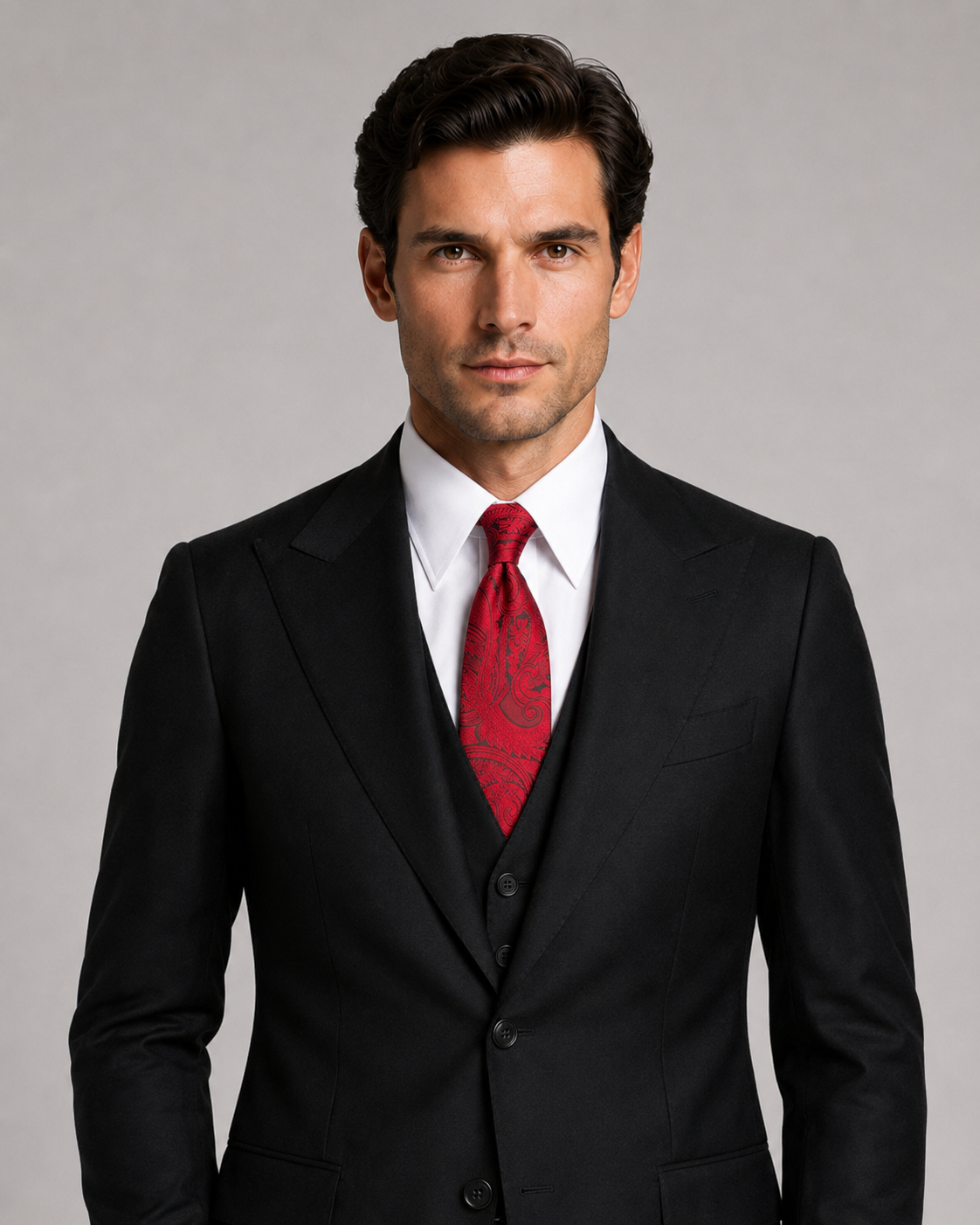 Schwarzer einreihiger Anzug Modern Fit