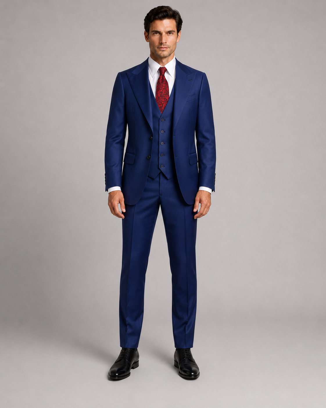 Navy blau Modern Fit Einreihiger Anzug