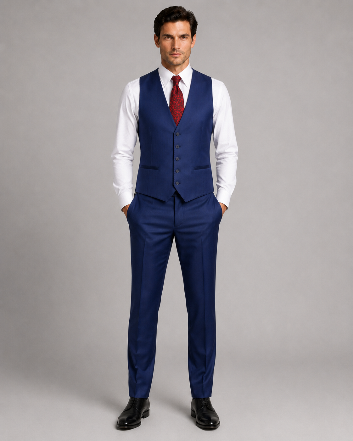 Navy blau Modern Fit Einreihiger Anzug