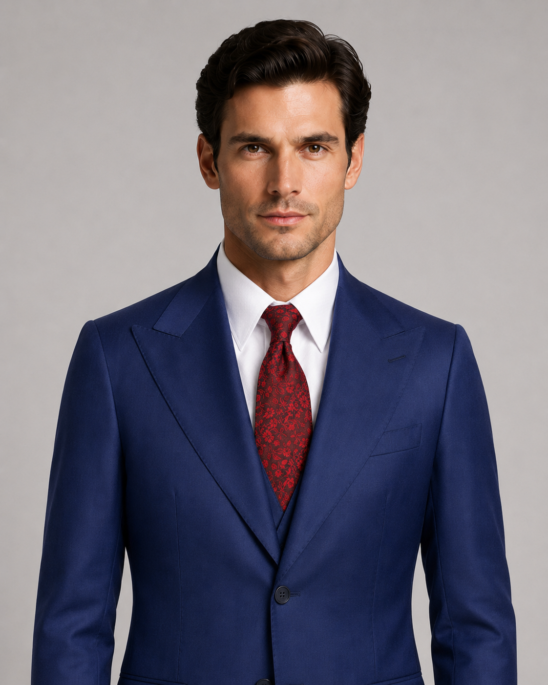 Navy blau Modern Fit Einreihiger Anzug