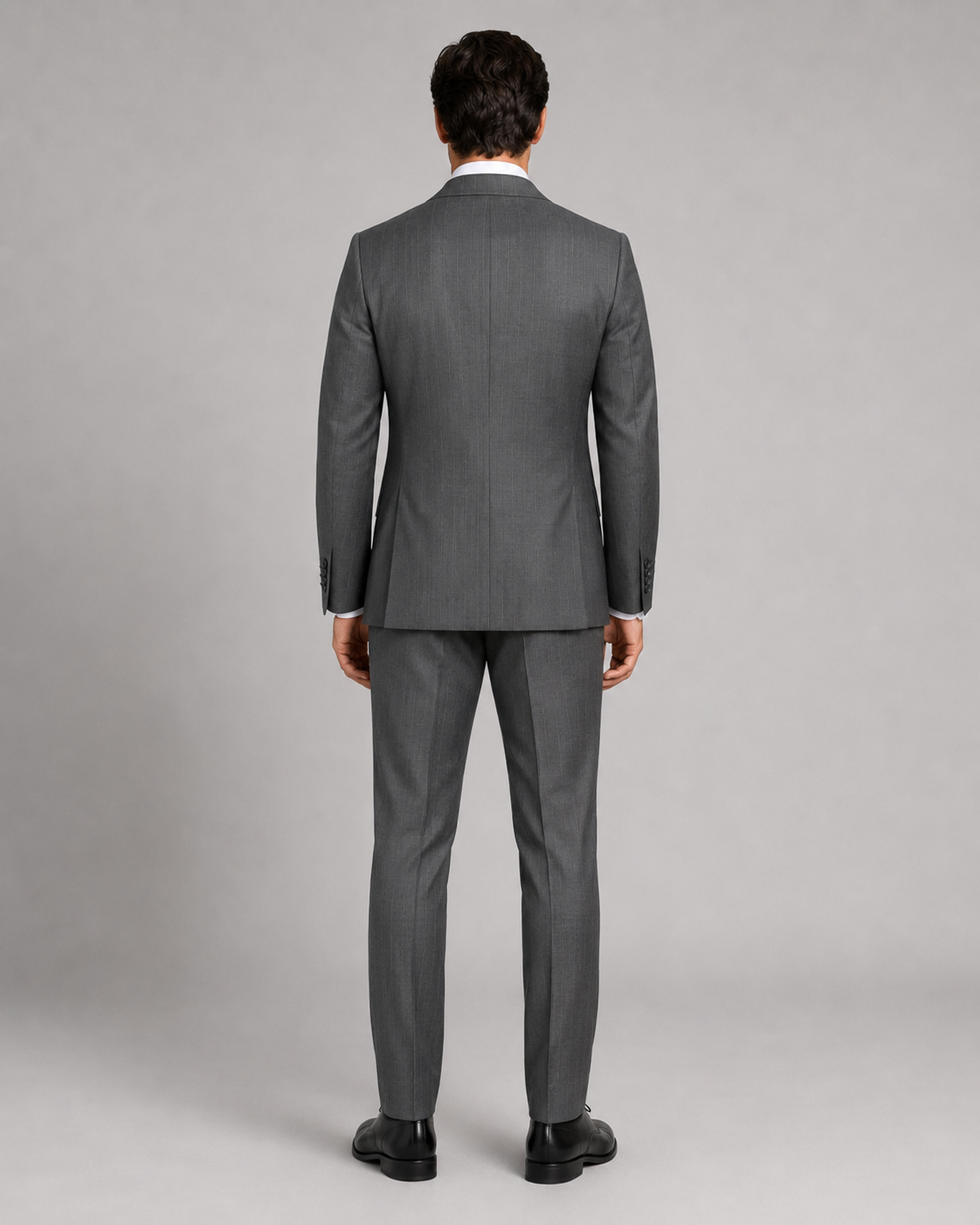 Grau gestreift Modern Fit Einreihiger Anzug