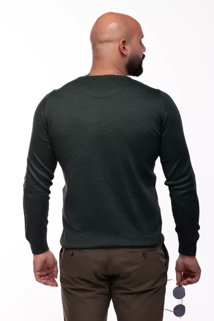 English Klassischer Pullover mit Rundhalsausschnitt in Grün