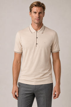 Cremefarbiges Polo-Shirt aus Baumwolle