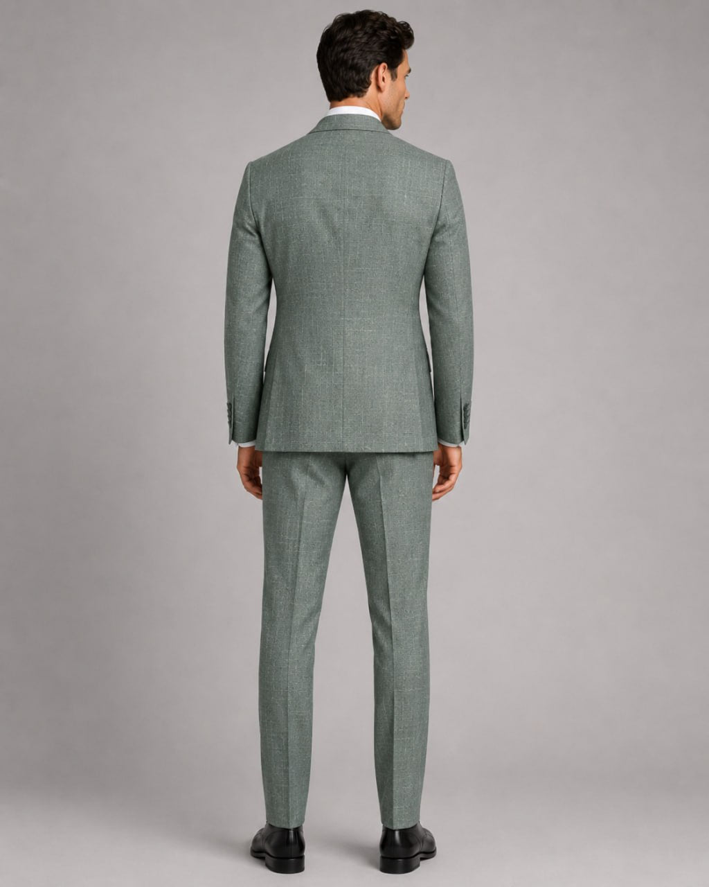 Grün gemustert Modern Fit Einreihiger Anzug