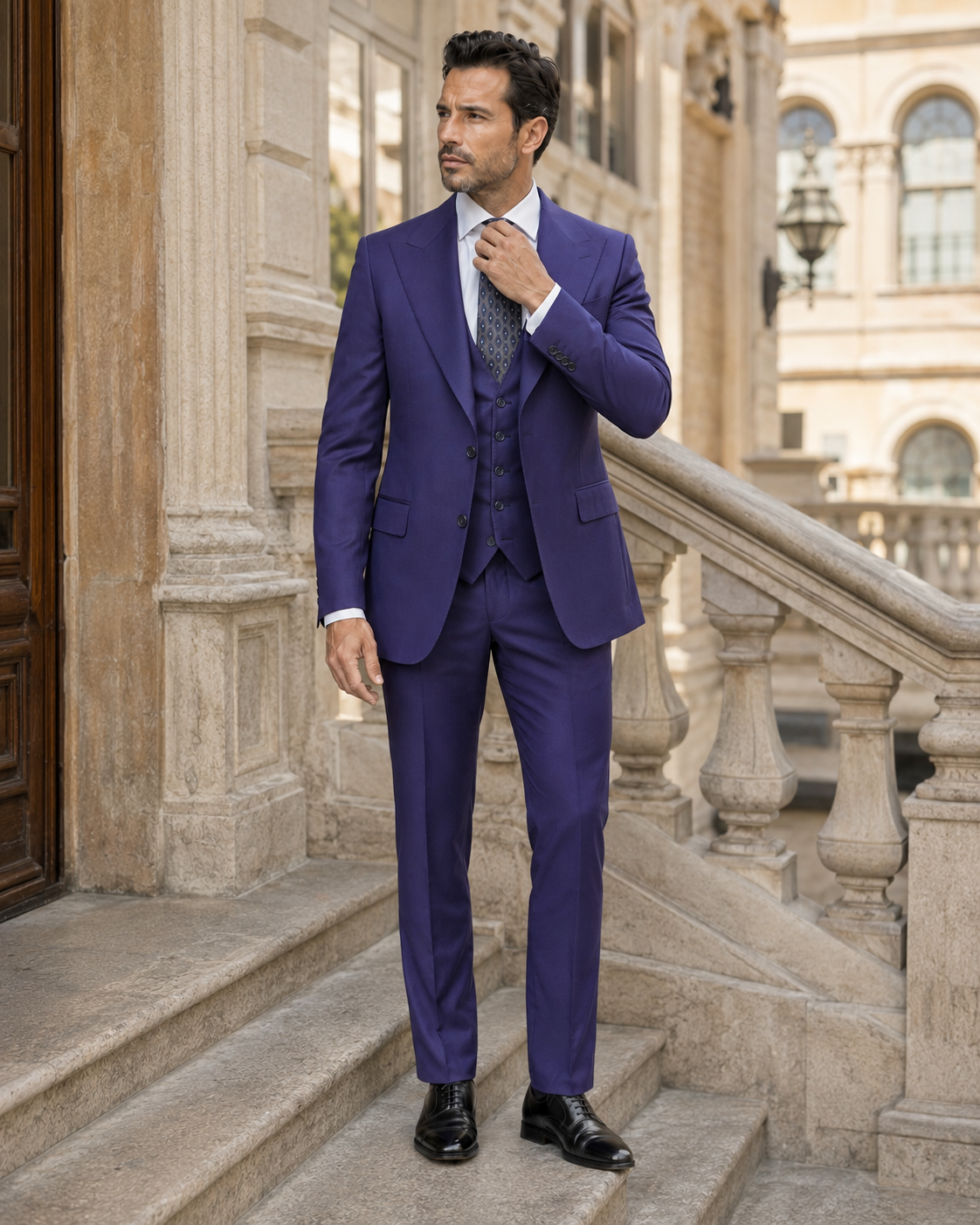 Indigoblauer Slim-Fit-Dreiteiler aus Cerruti Super-160s-Wolle