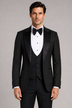 Schwarzer Slim Fit Einreihiger Smokinganzug