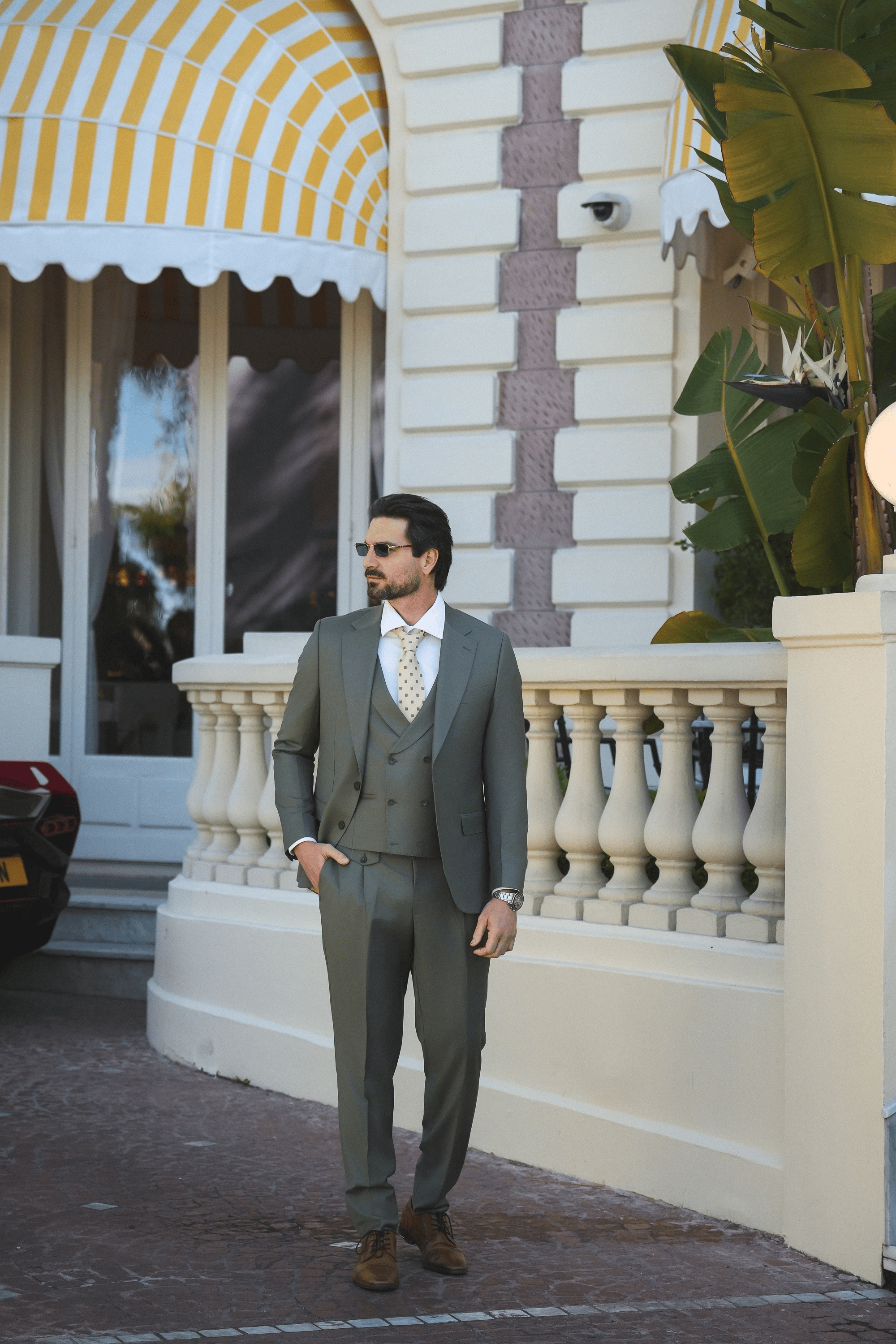 Light Green Slim Fit Super 130’s Wool Suit with Single Breasted Jacket