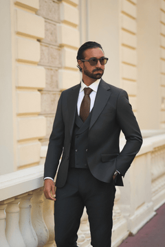 Dunkelgrüner Slim-Fit Super 130’s Wollanzug mit Einreiher