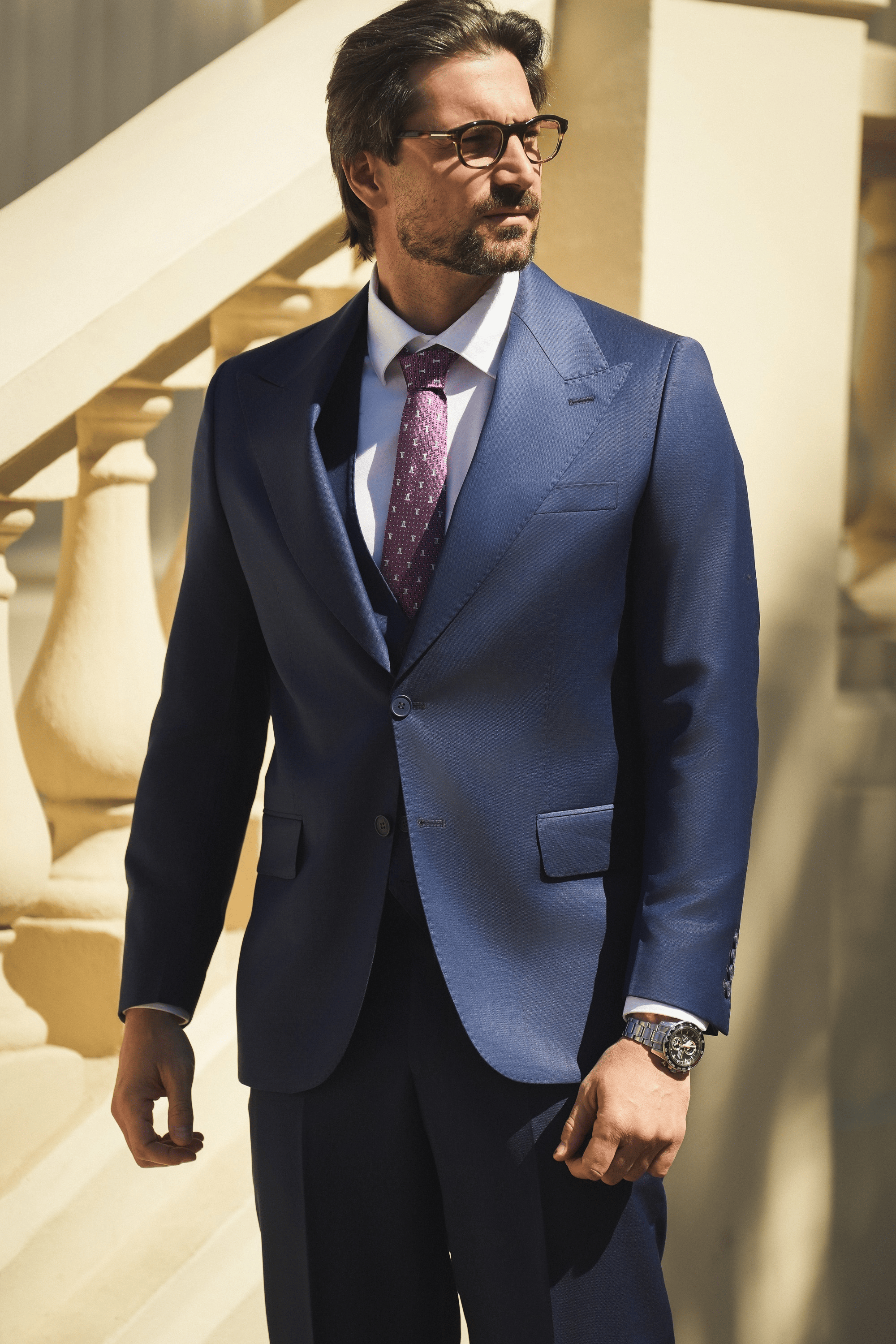 Navy Slim Fit Super 130’s Wool Single Breasted Suit