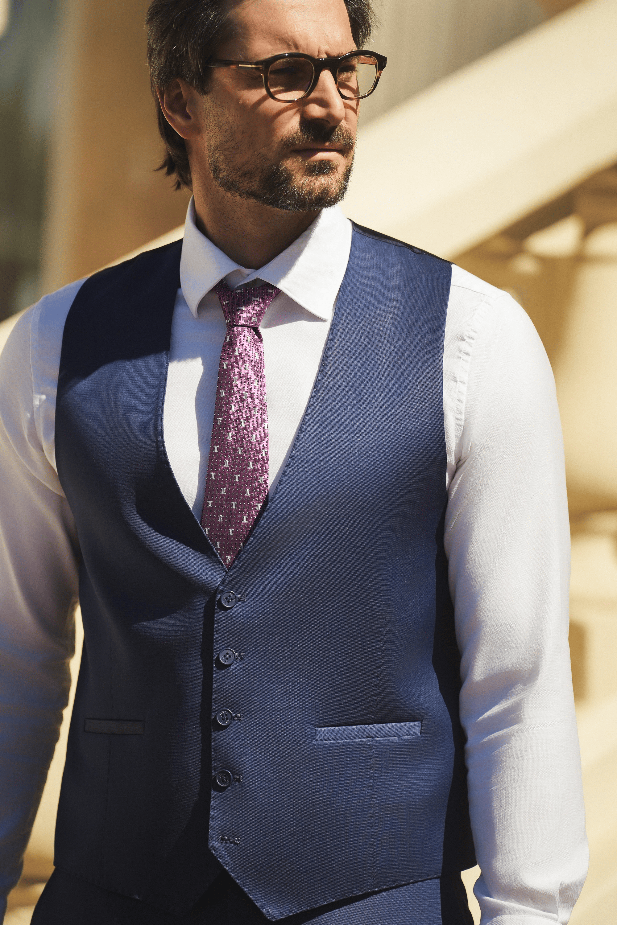 Navy Slim Fit Super 130’s Wool Single Breasted Suit