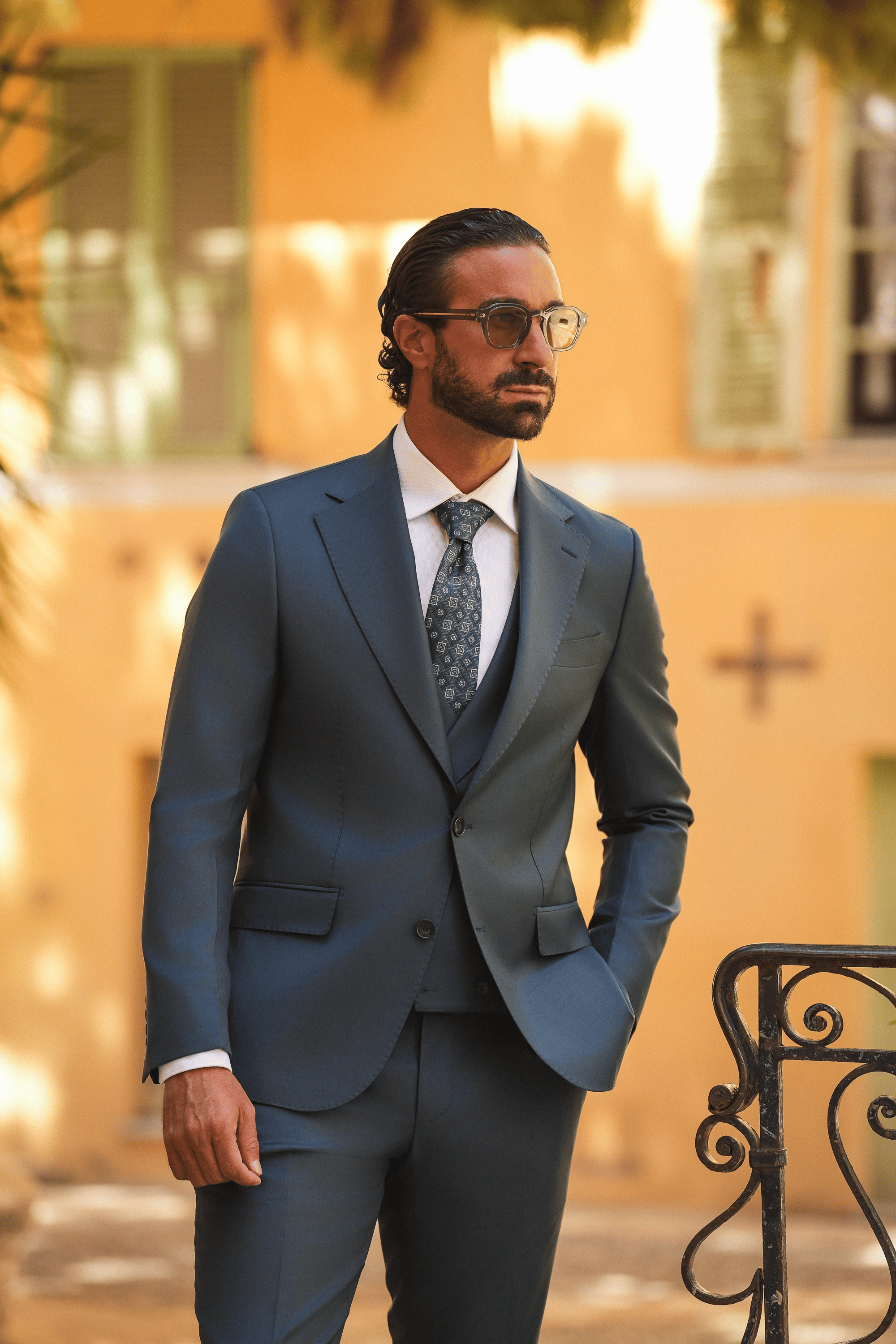 Dark Green Slim-Fit Super 130’s Wool Suit with Single-Breasted Jacket