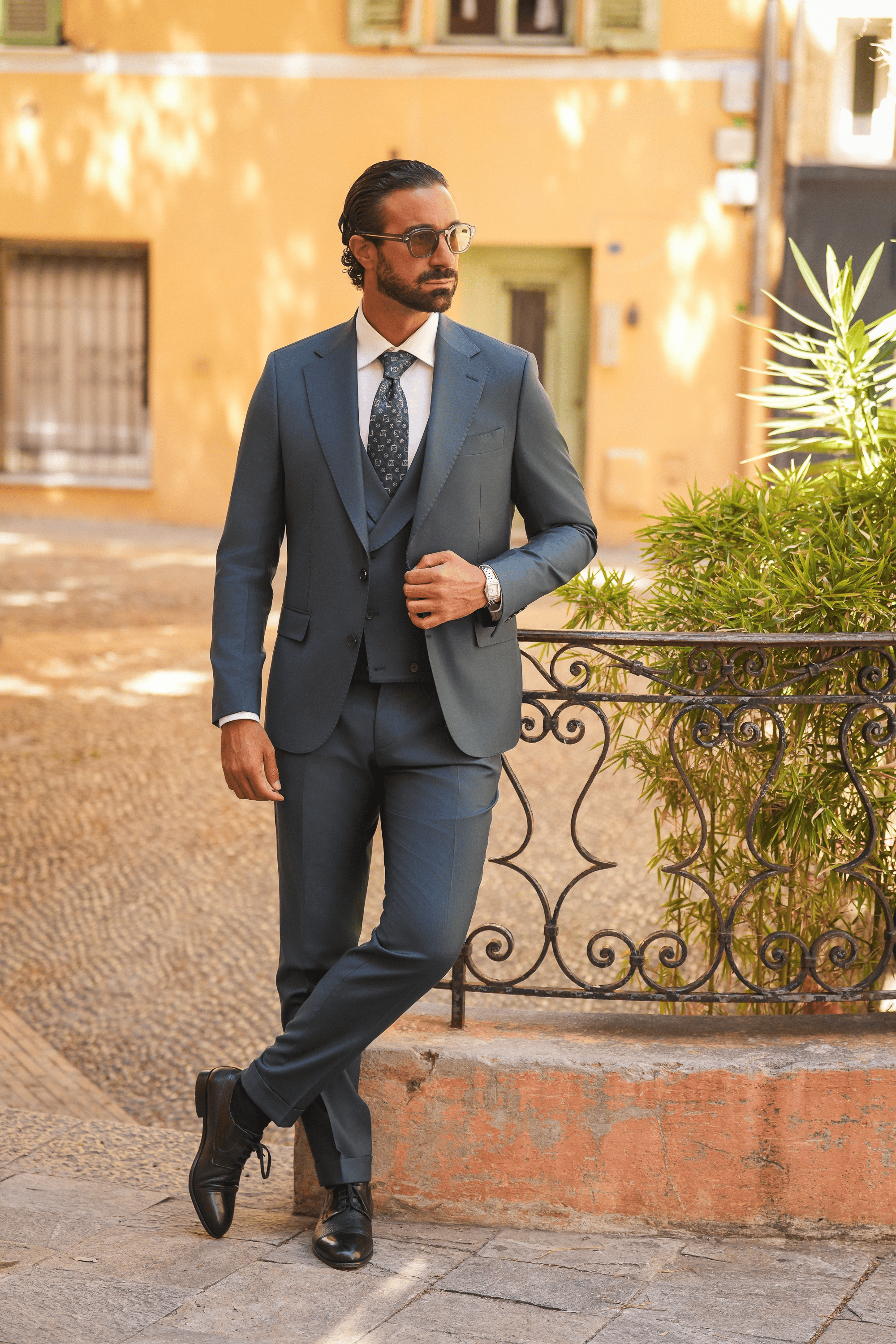 Dark Green Slim-Fit Super 130’s Wool Suit with Single-Breasted Jacket