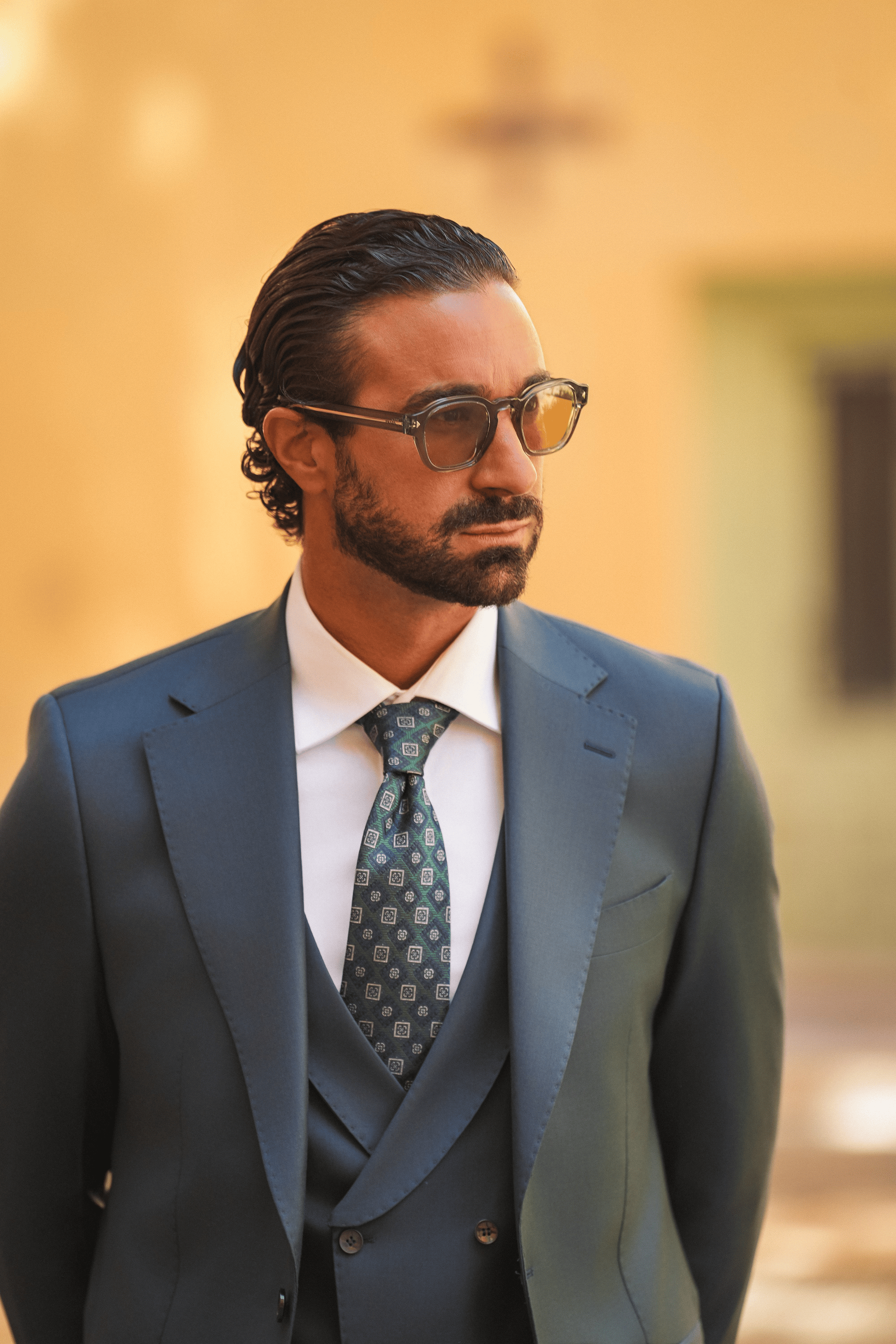 Dark Green Slim-Fit Super 130’s Wool Suit with Single-Breasted Jacket