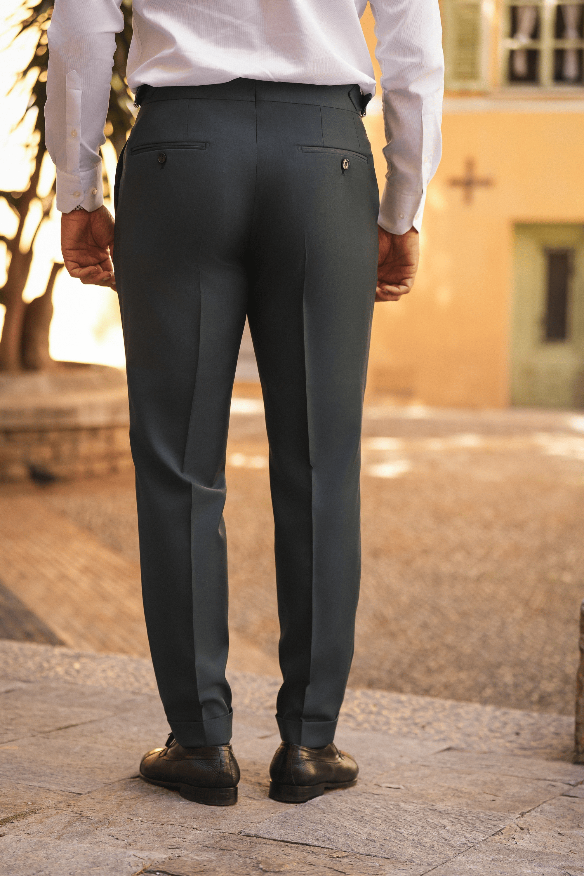 Dark Green Slim-Fit Super 130’s Wool Suit with Single-Breasted Jacket