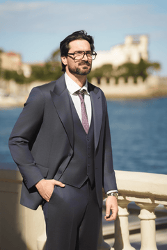 Violetter Slim-Fit Cerruti Wollanzug mit Einreiher
