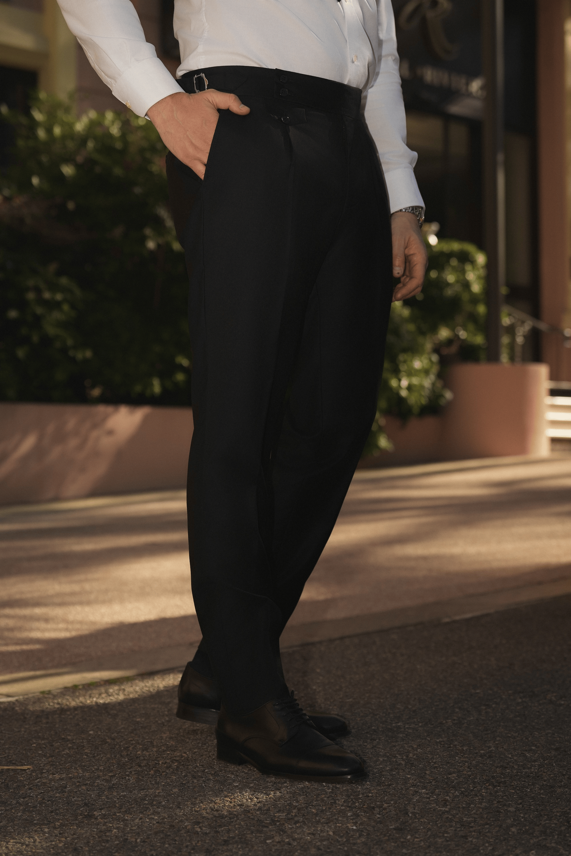Schwarzer Slim-Fit Wollanzug mit Einreiher