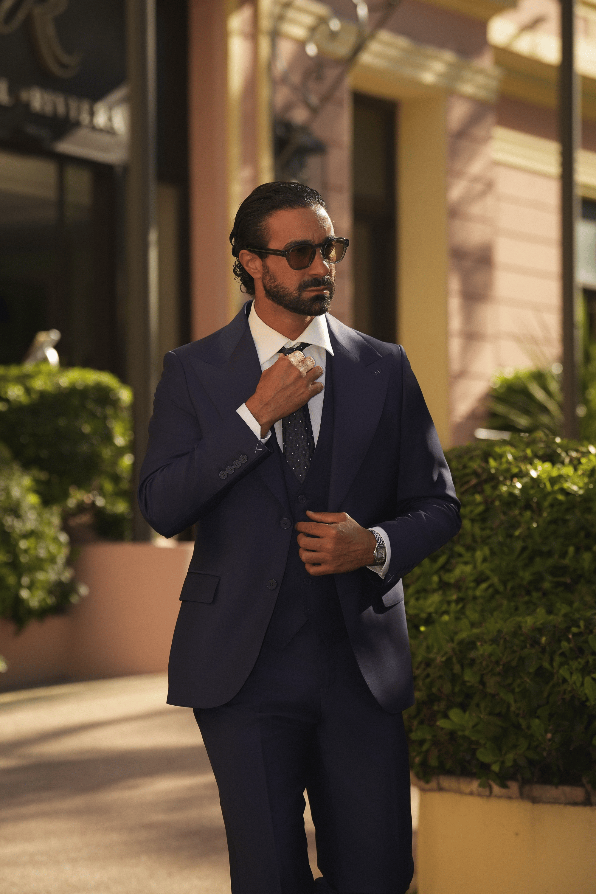 Indigoblauer Slim-Fit Cerruti Wollanzug mit Einreiher
