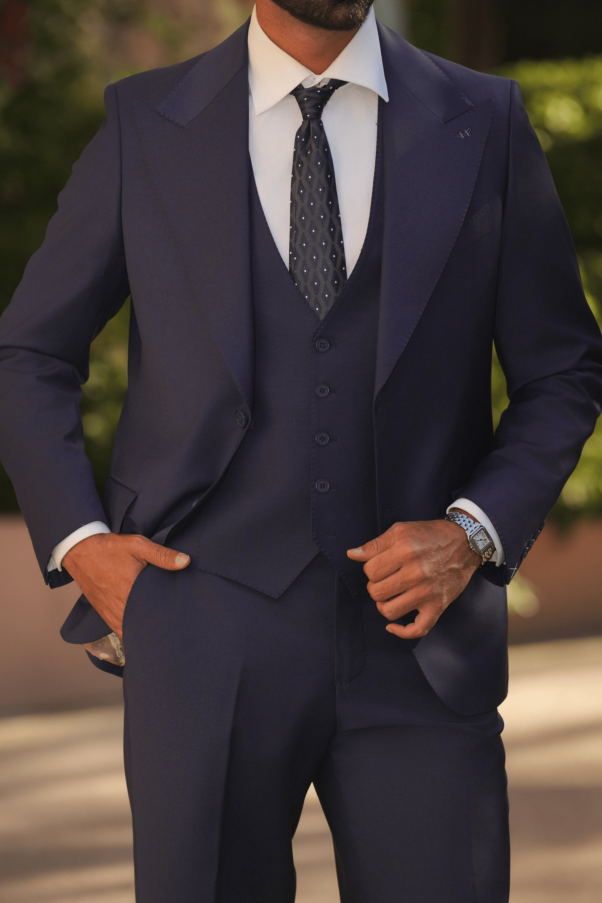 Indigoblauer Slim-Fit Cerruti Wollanzug mit Einreiher