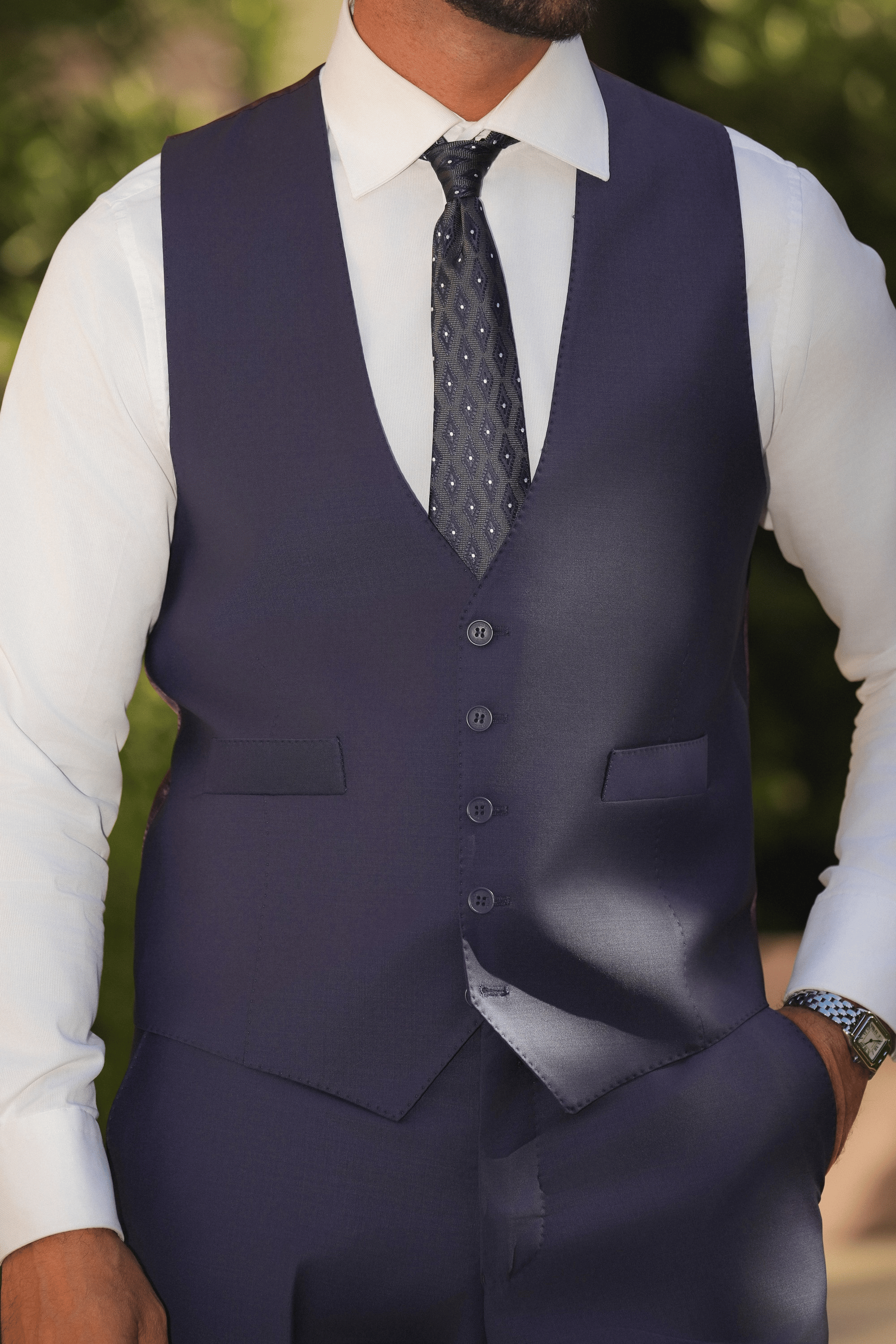 Indigoblauer Slim-Fit Cerruti Wollanzug mit Einreiher