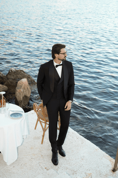 Schwarzer Slim-Fit Cerruti Super 160’s Wollanzug mit Einreiher