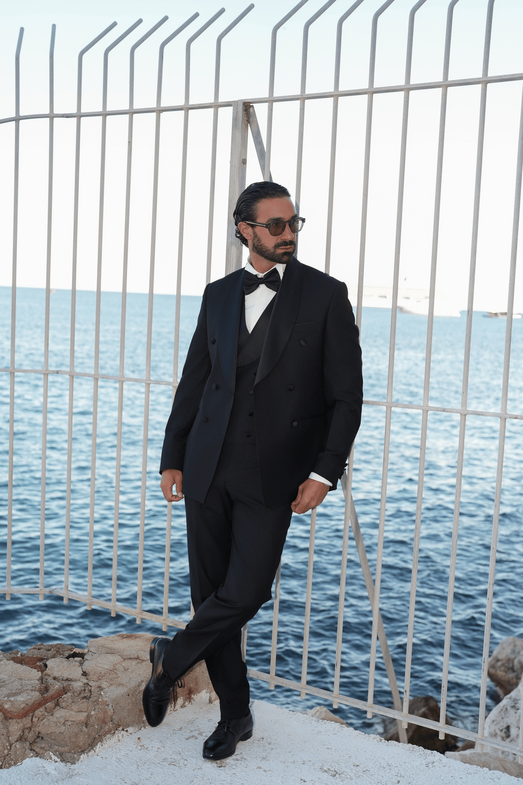 Schwarzer Slim-Fit Cerruti Super 160’s Wollanzug mit Zweireiher