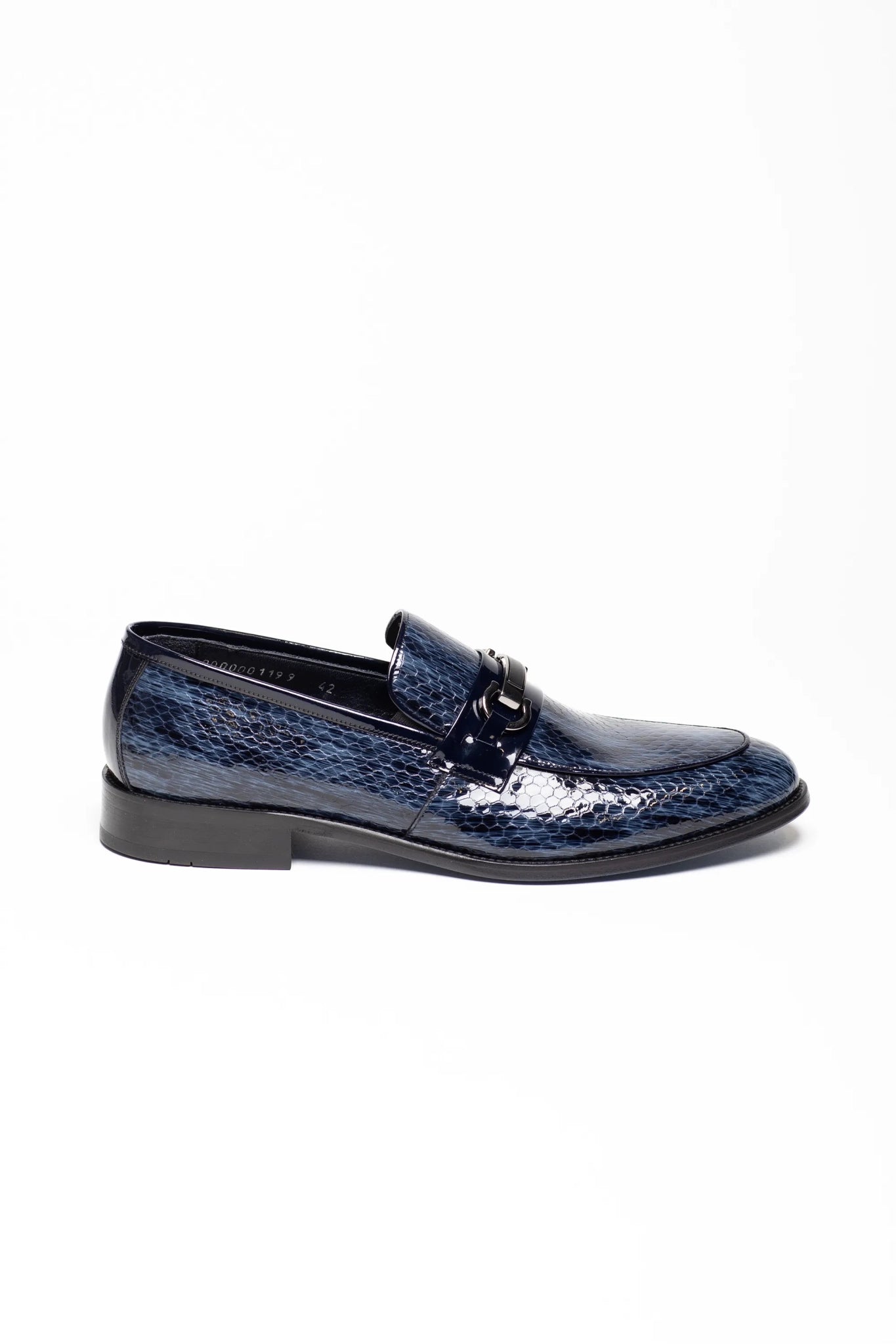 Dunkelblauer Leder-Horsebit-Loafer-Schuh