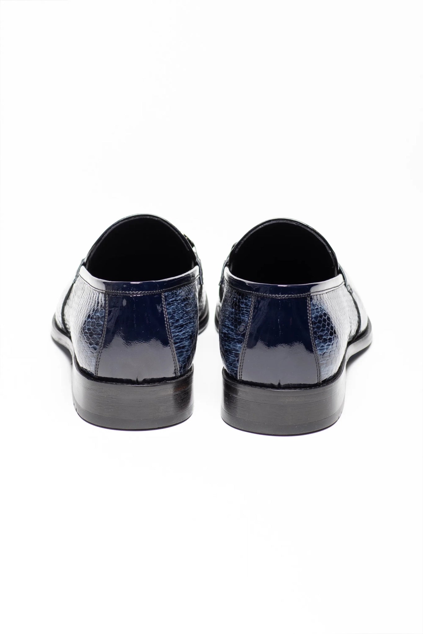 Dunkelblauer Leder-Horsebit-Loafer-Schuh