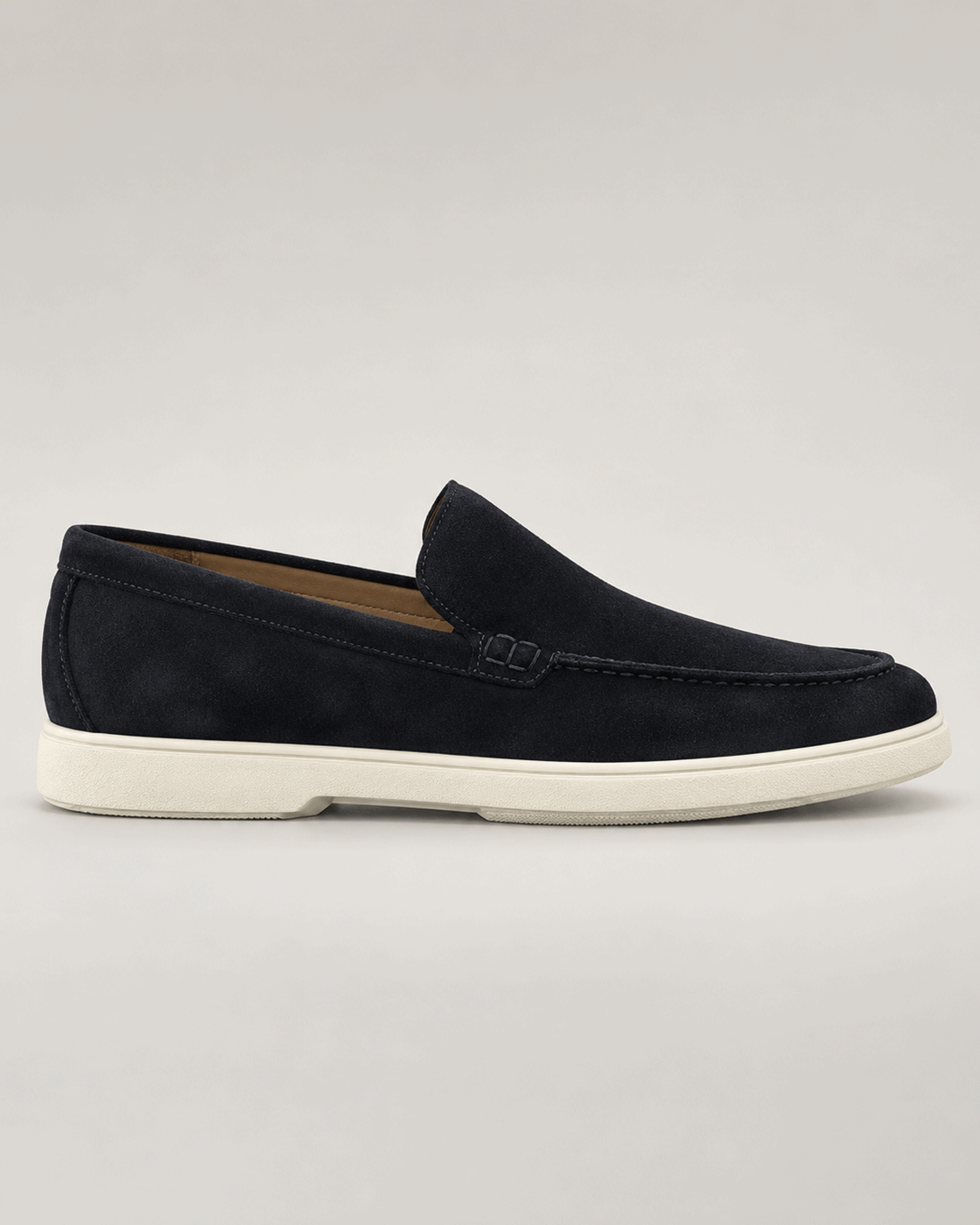 Dark blue Italian calf suede loafers