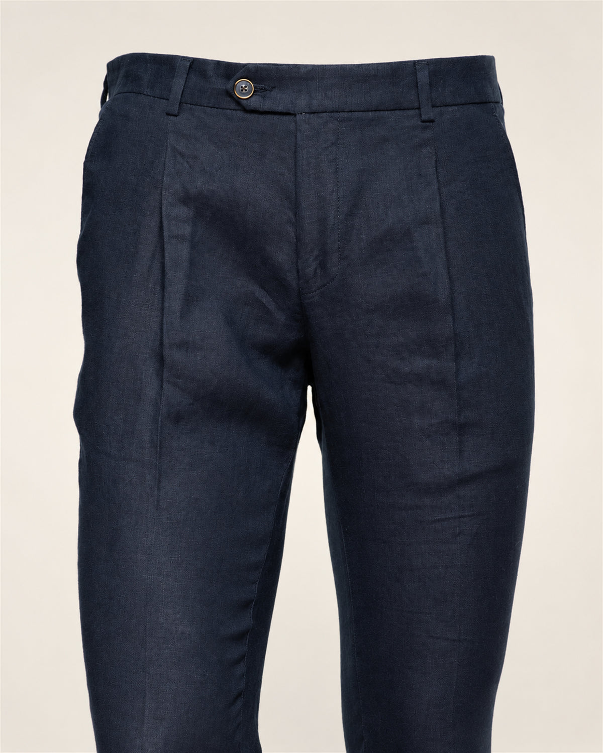 Dunkelblaue Slim Fit Leinenhosen