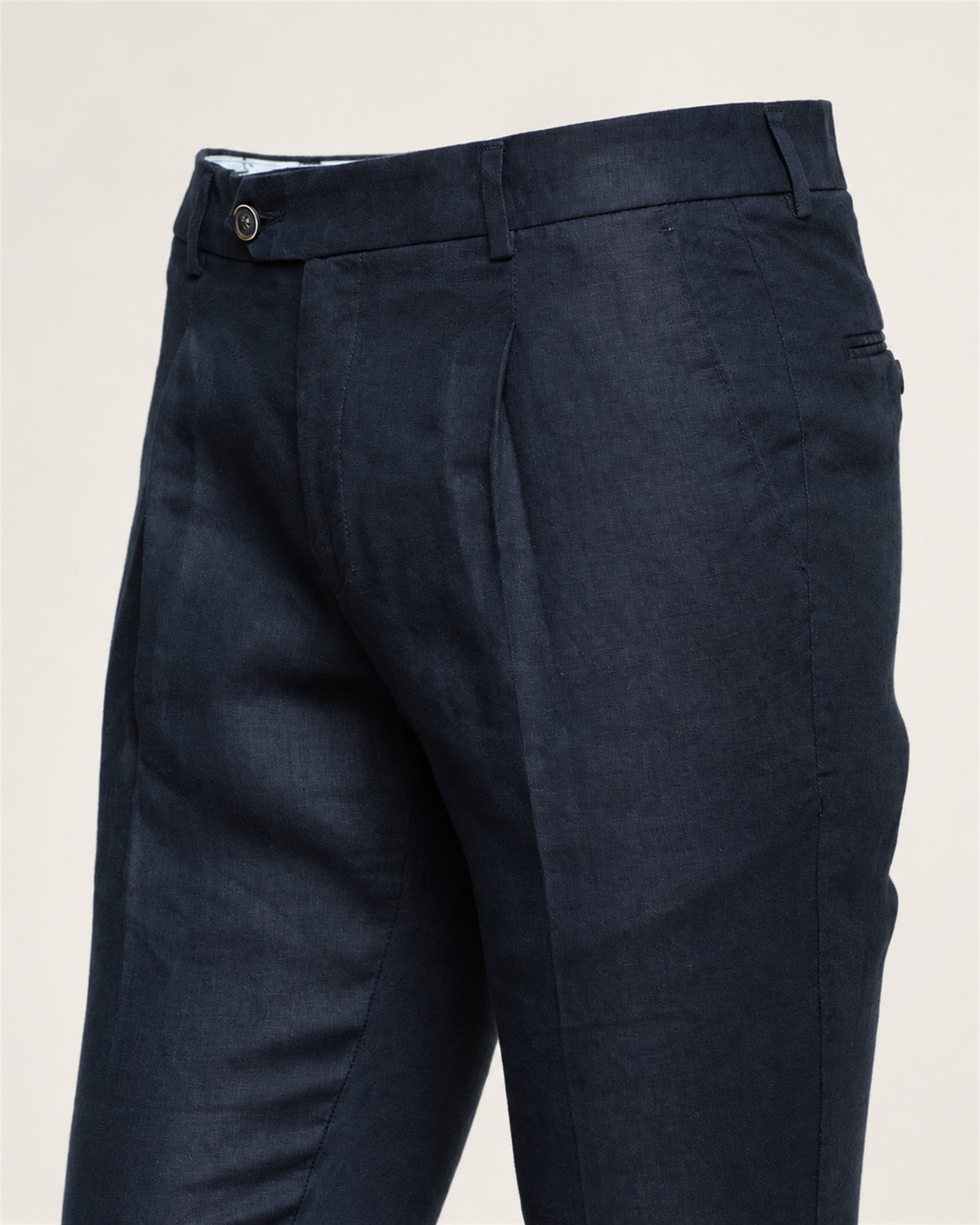 Dunkelblaue Slim Fit Leinenhosen