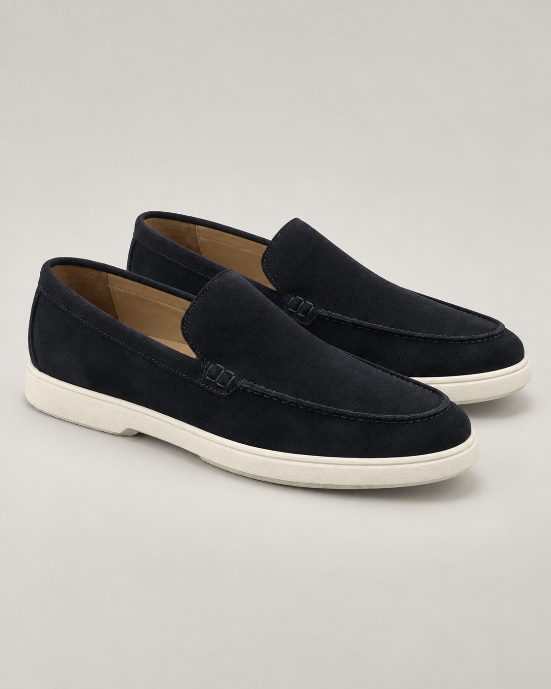 Dark blue Italian calf suede loafers