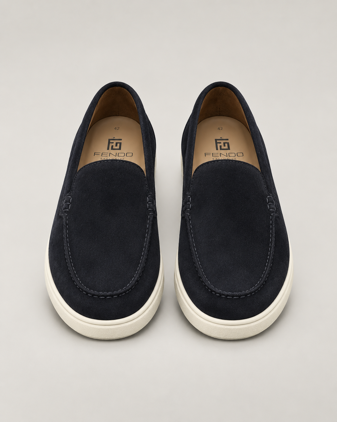 Dark blue Italian calf suede loafers