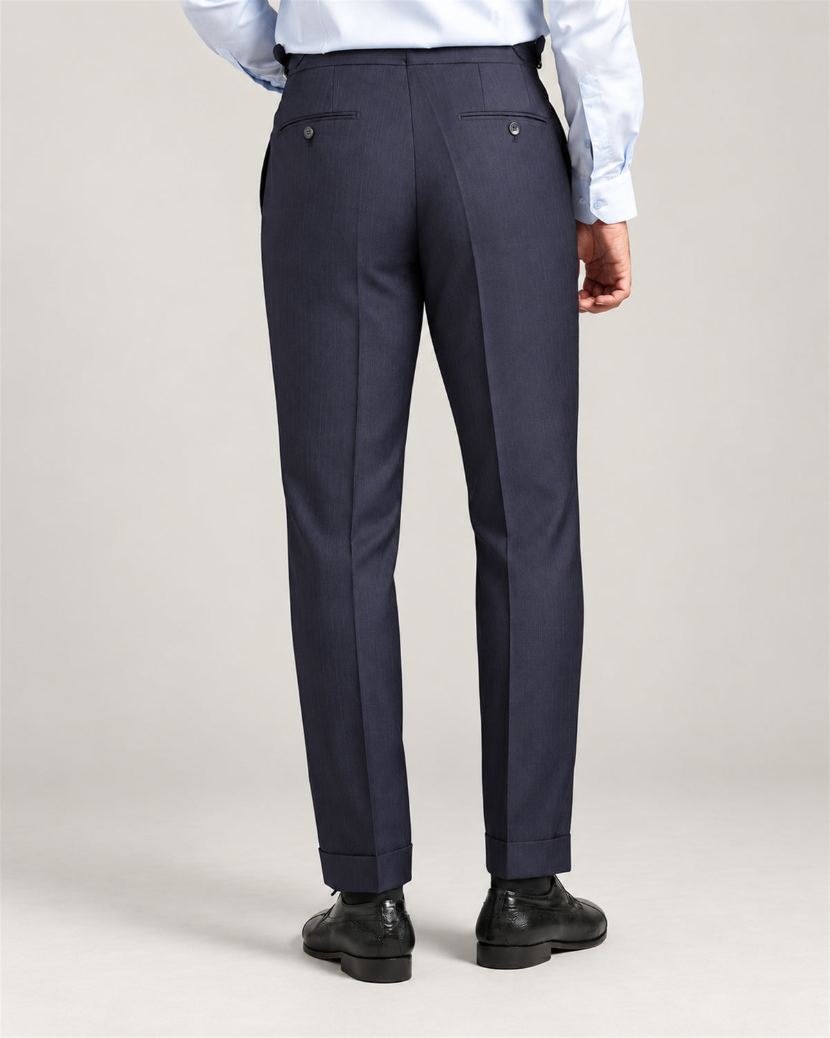 Dark Blue Slim-Fit Super 130's Wool Pinstripe Double Breasted Suit