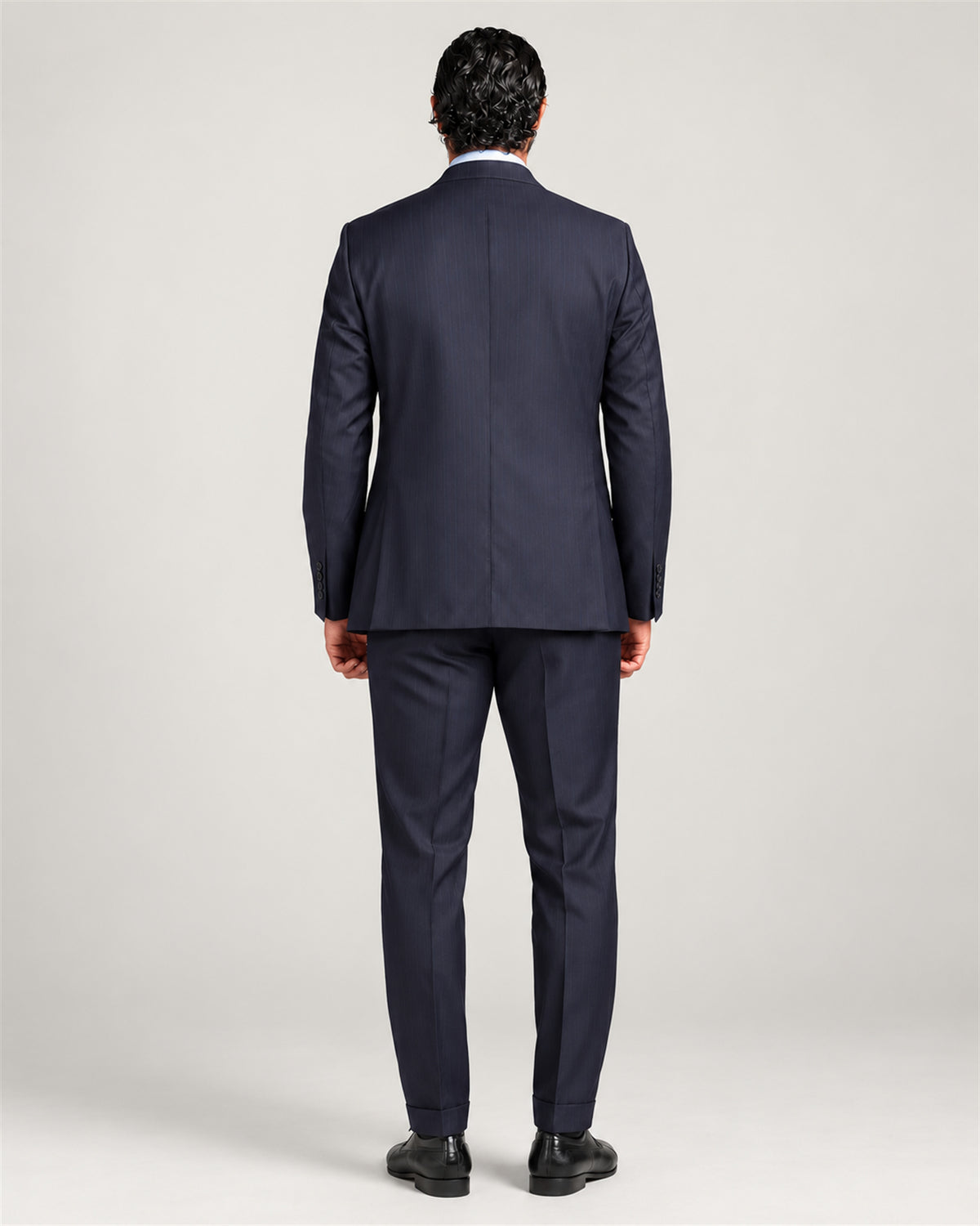 Dark Blue Slim-Fit Super 130's Wool Pinstripe Double Breasted Suit