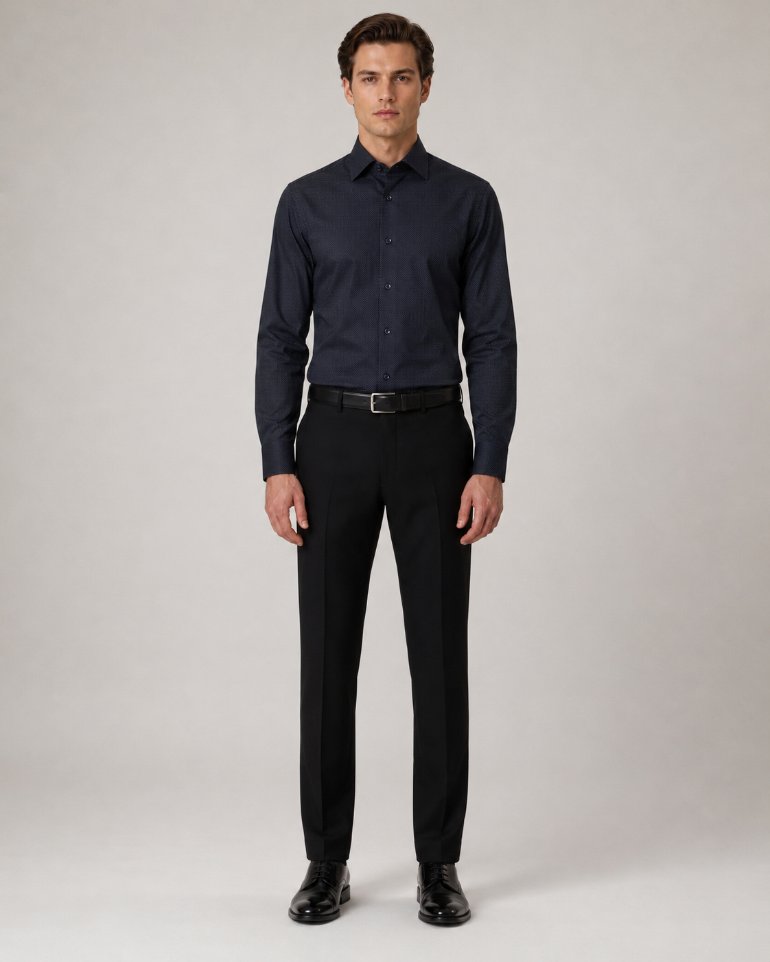 Dunkelblaues Slim Fit Baumwollhemd