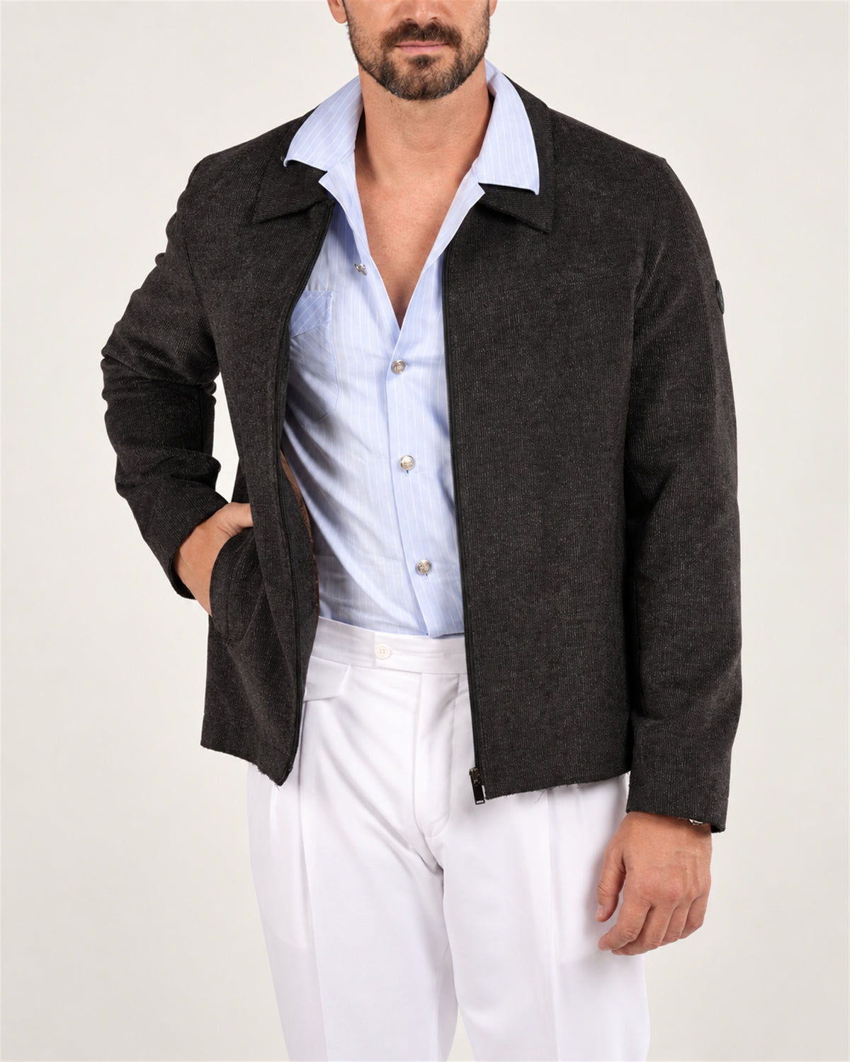 Dunkelgraue italienische Jacke