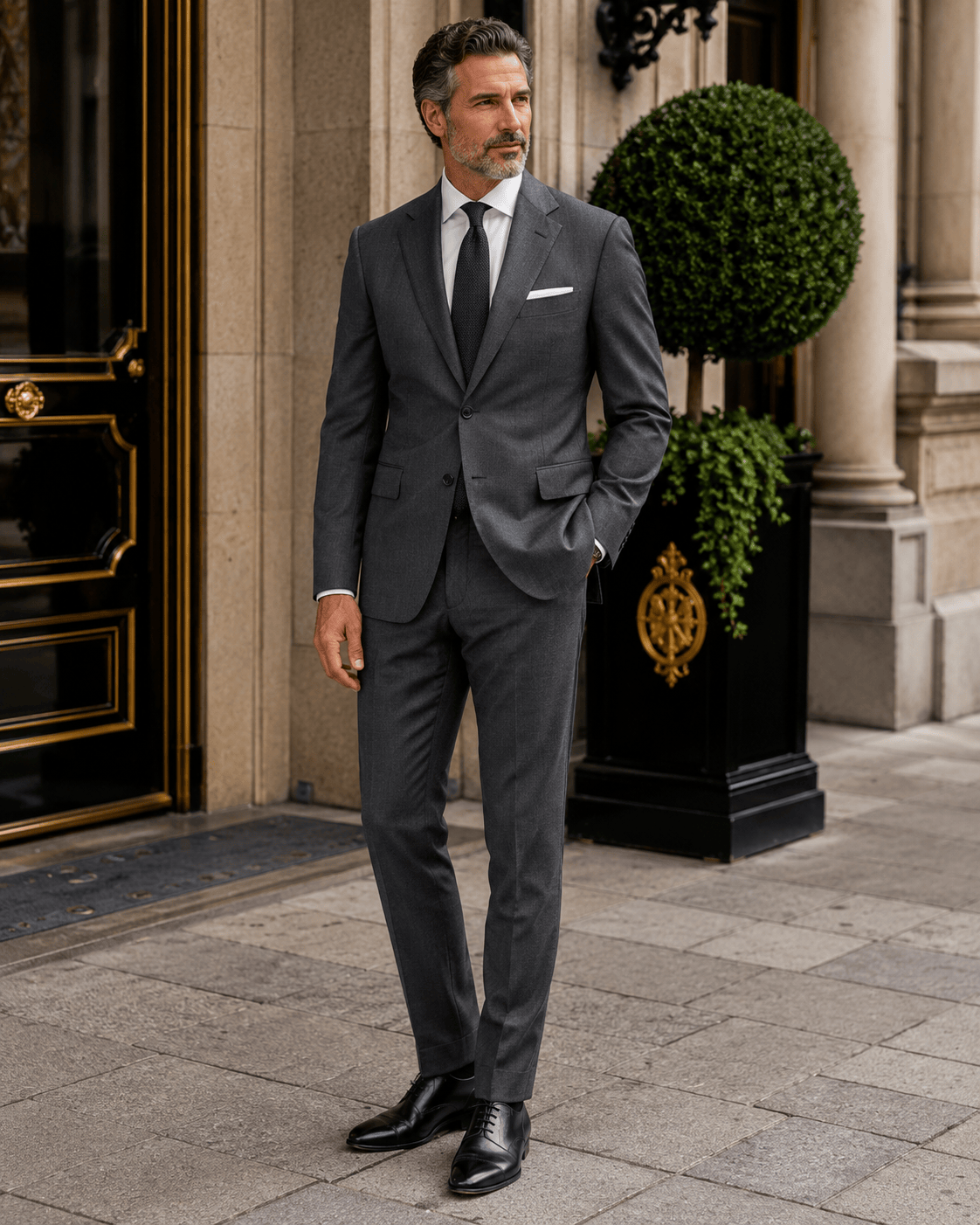 Dunkelgrauer Slim-Fit-Einreiher aus Reda-Wolle