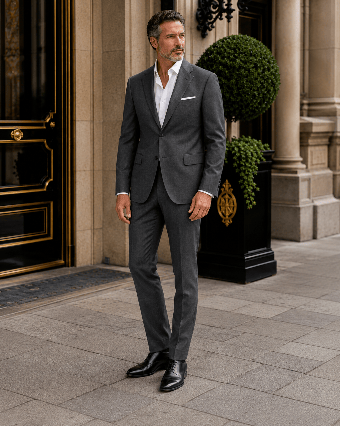 Dunkelgrauer Slim-Fit-Einreiher aus Reda-Wolle