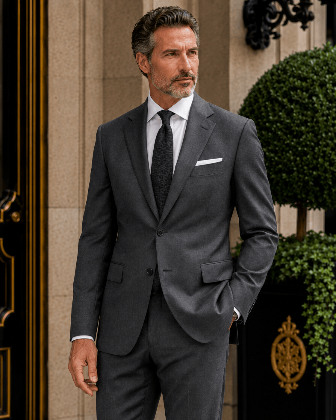 Dunkelgrauer Slim-Fit-Einreiher aus Reda-Wolle