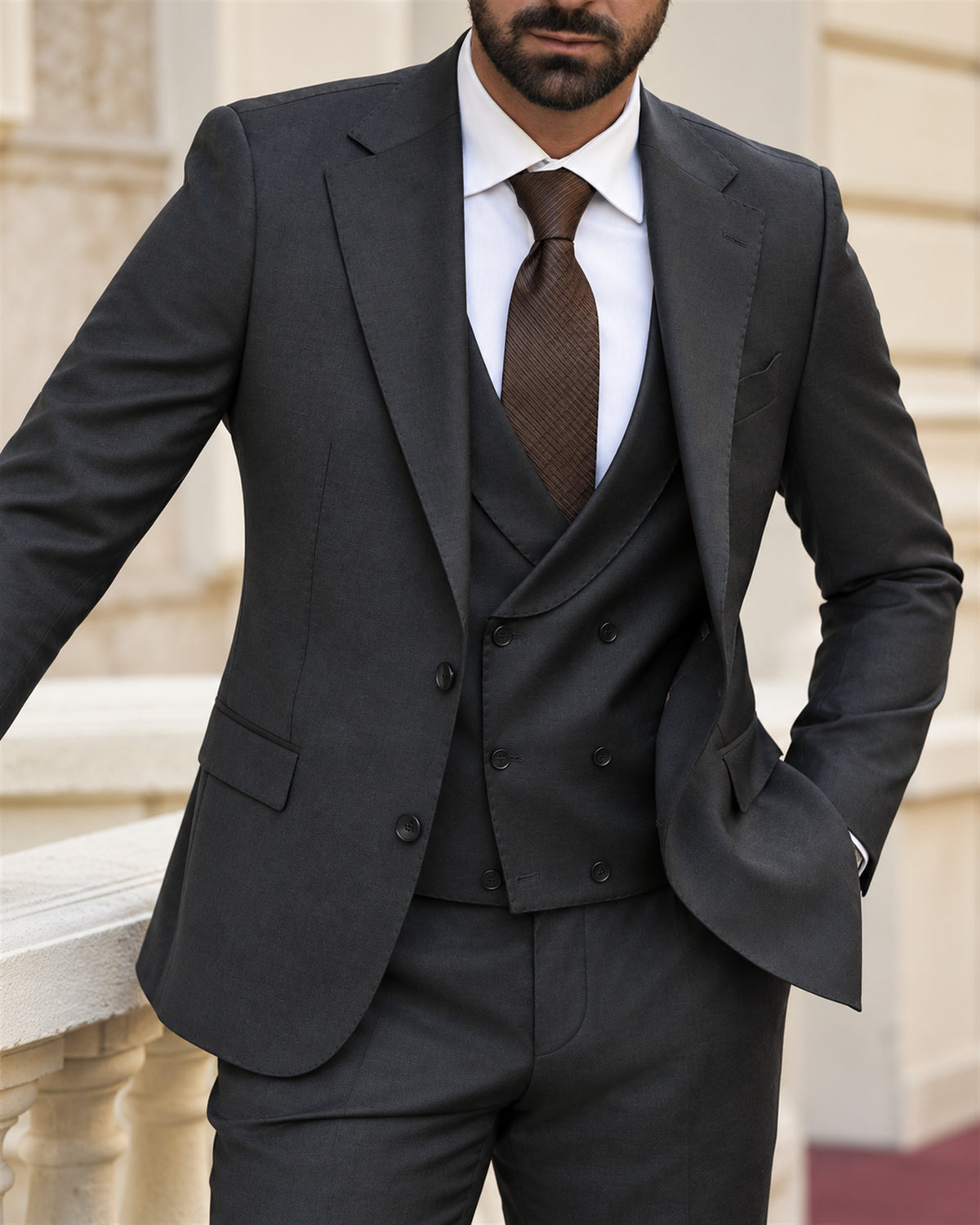 Dark Green Slim-Fit Super 130’s Wool Suit with Single-Breasted Jacket