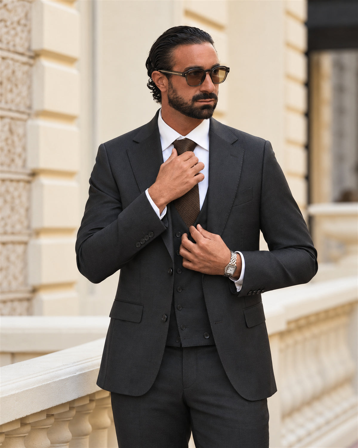Dark Green Slim-Fit Super 130’s Wool Suit with Single-Breasted Jacket