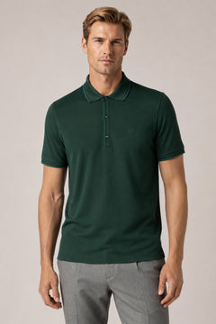 Dunkelgrünes Polo-Shirt aus Baumwolle