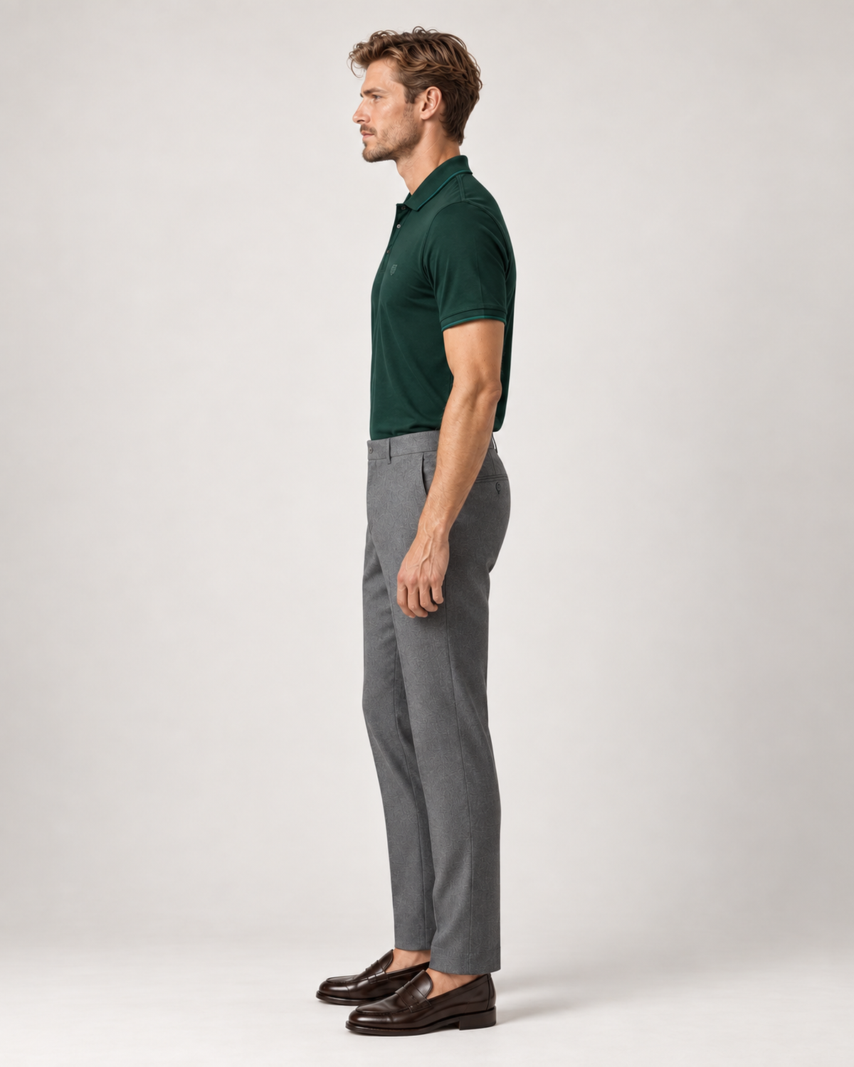 Dunkelgrünes Polo-Shirt aus Baumwolle