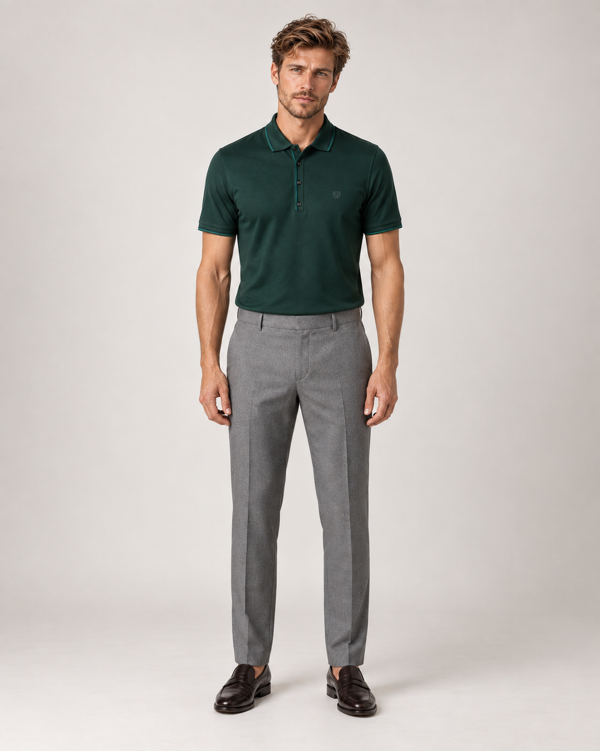 Dark green cotton polo shirt