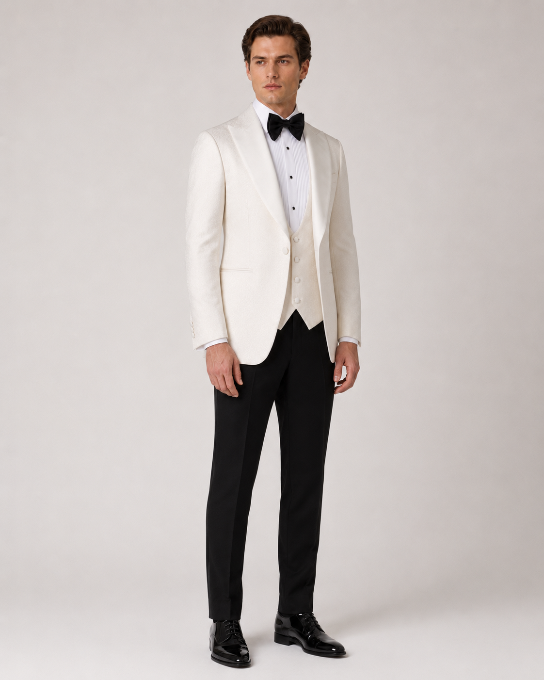 Elfenbein Slim Fit Einreihiger Smokinganzug